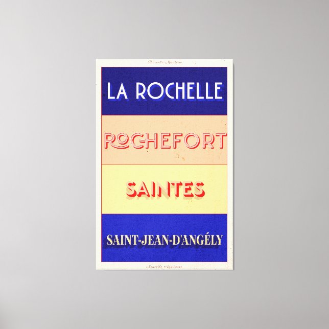 Charente Maritime Art Deco Poster Style Design Canvas Print (Front)