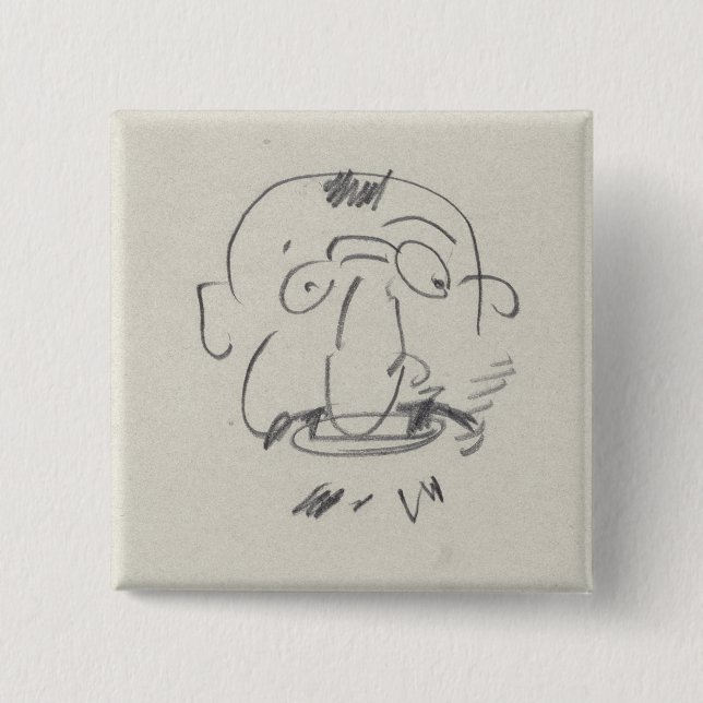 Charge de Lautrec par Lui-Meme (pencil on paper) 15 Cm Square Badge (Front)