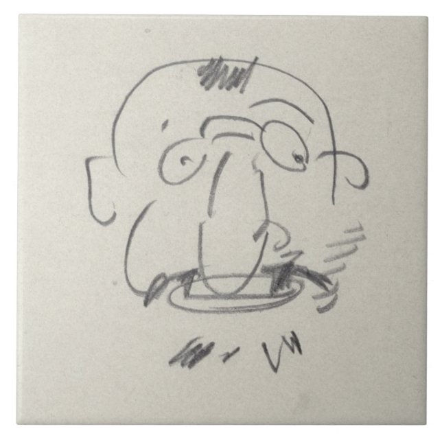 Charge de Lautrec par Lui-Meme (pencil on paper) Tile (Front)