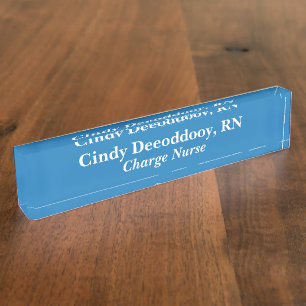 Charge Nurse Blue Acrylic Nameplate
