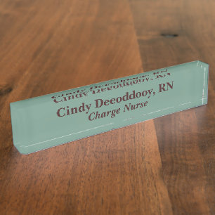 Charge Nurse Green Acrylic Nameplate