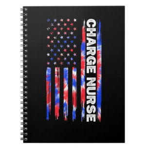 Charge Nurse Nursing Tie Dye American Flag 4th Of Notebook