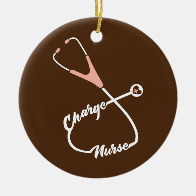 Charge Nurse Stethoscope Nursing  Ceramic Tree Decoration (Front)