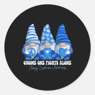 Charge Syndrome Awareness Month Blue Ribbon Gnomie Classic Round Sticker