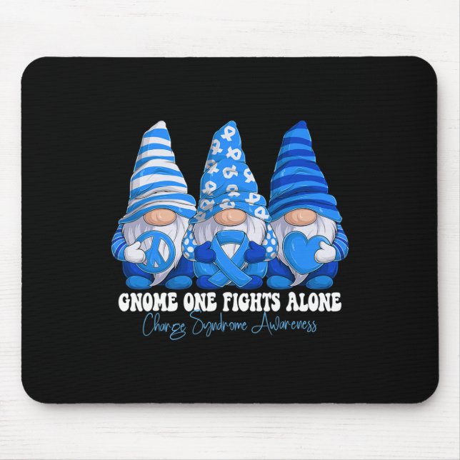 Charge Syndrome Awareness Month Blue Ribbon Gnomie Mouse Mat (Front)