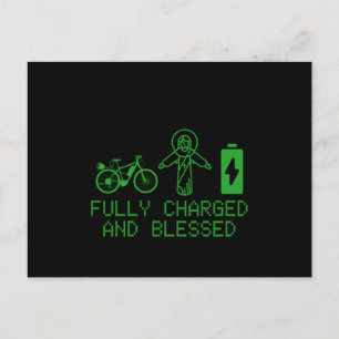 Charged And Blessed EBike Electric Bicycle Biking  Postcard