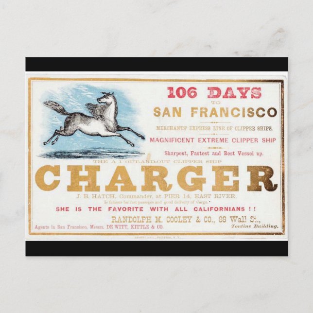 Charger clipper sailing ships 1861 postcard (Front)