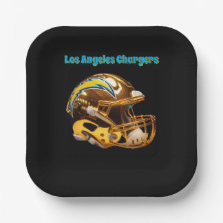 Chargers Custom Golden Chrome Helmets Paper Plate