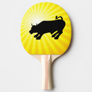 Charging Black Bull of Wall Street Ping Pong Paddle