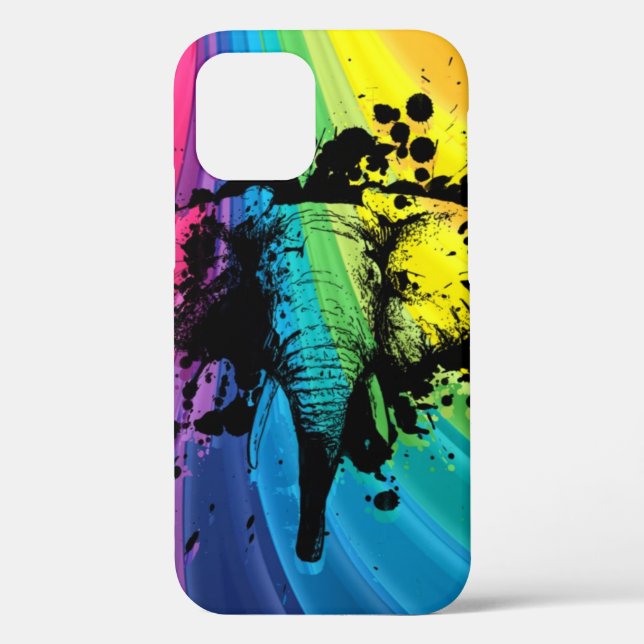 Charging Bull Elephant on Rainbow Case-Mate iPhone Case-Mate iPhone Case (Back)