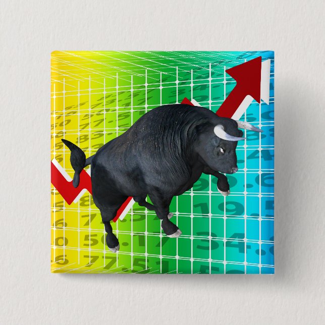 Charging Bull Market Run 15 Cm Square Badge (Front)