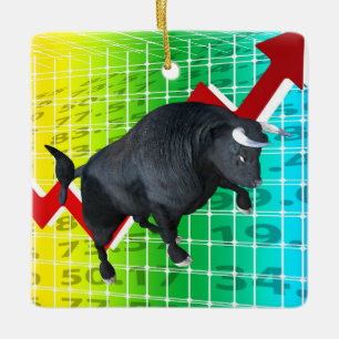 Charging Bull Market Run Ceramic Ornament
