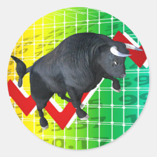 Charging Bull Market Run Classic Round Sticker