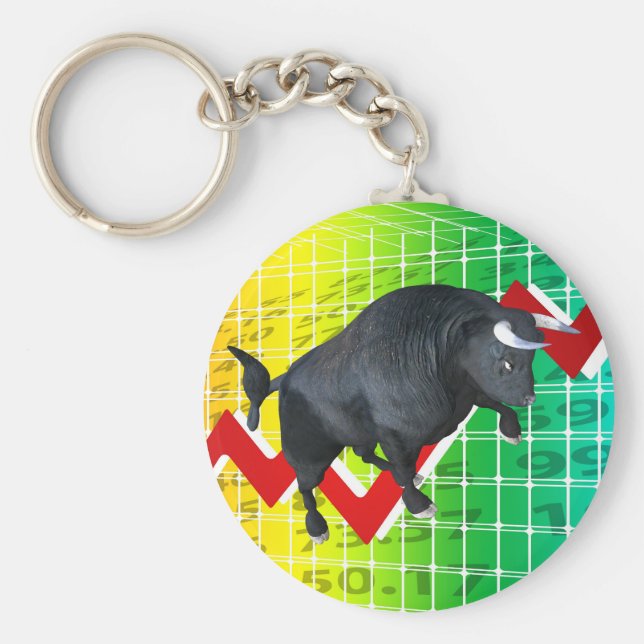 Charging Bull Market Run Key Ring (Front)