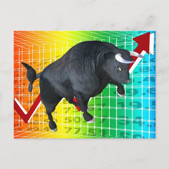 Charging Bull Market Run Postcard (Front)