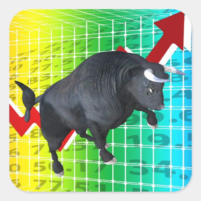 Charging Bull Market Run Square Sticker (Front)
