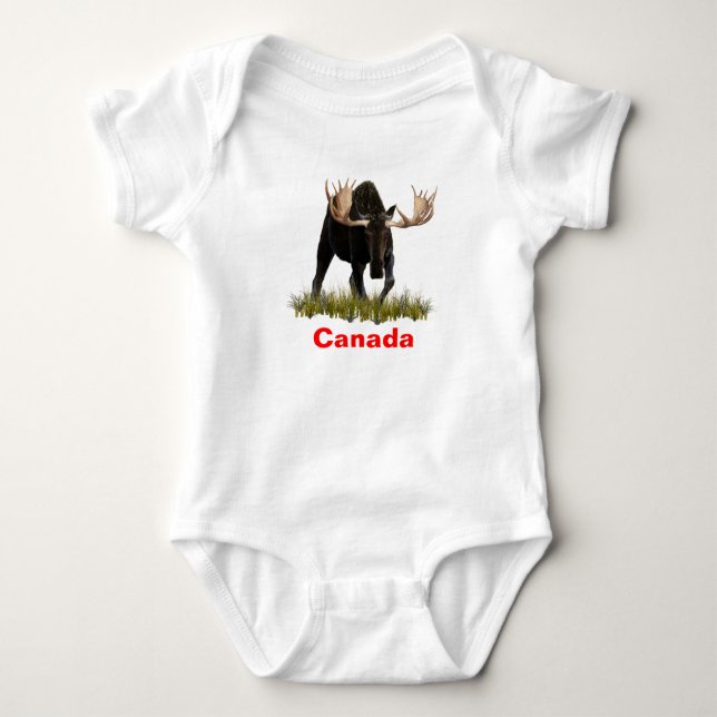 Charging Bull Moose Baby Bodysuit (Front)