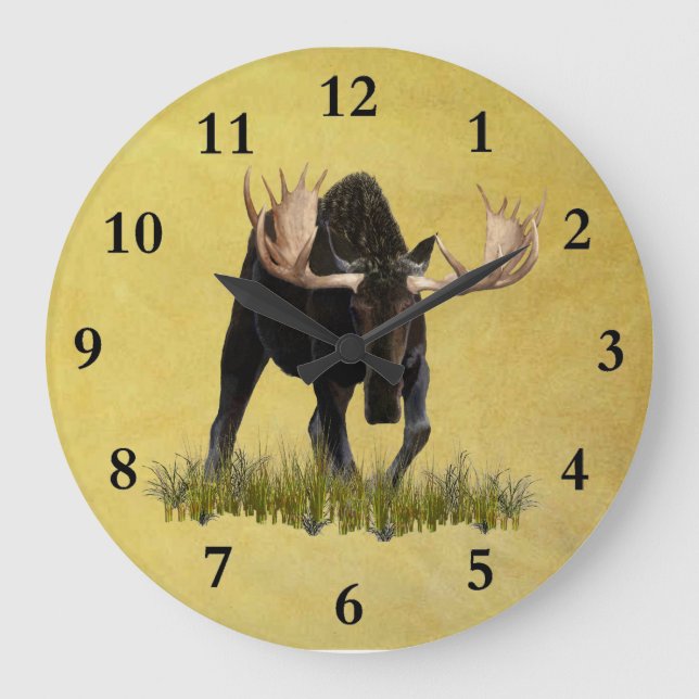 Charging Bull Moose Large Clock (Front)