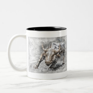 Charging Bull of Wall Street Two-Tone Coffee Mug
