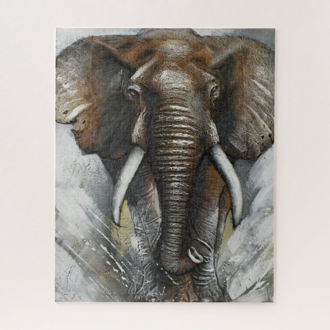 Charging Elephant Jigsaw Puzzle (Vertical)