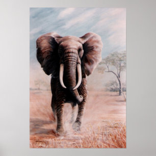 Charging Elephant Poster