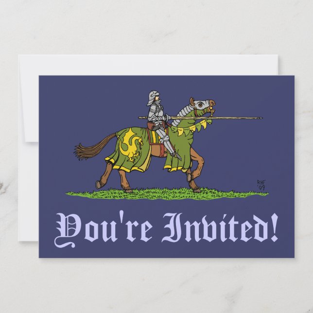 Charging Mediaeval Knight Invitation (Front)
