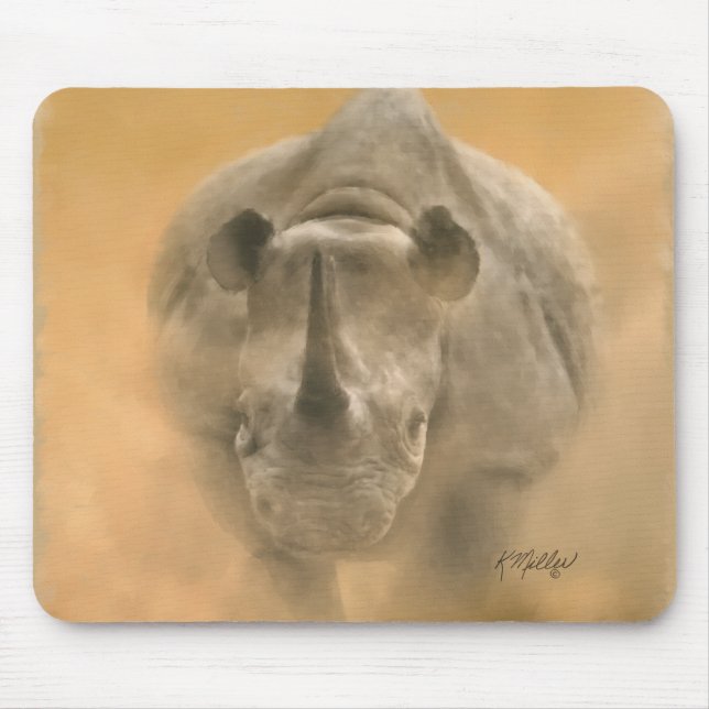Charging Rhino – Pastels Mouse Mat (Front)
