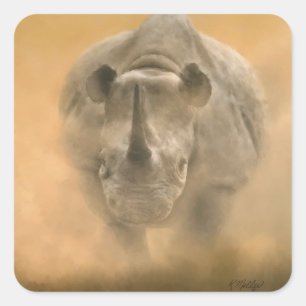 Charging Rhino – Pastels Square Sticker