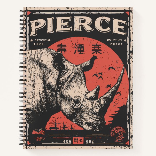 Charging Rhinoceros Wildlife Power Design Notebook (Front)