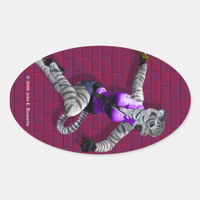 Charging Tigress Oval Sticker (Front)