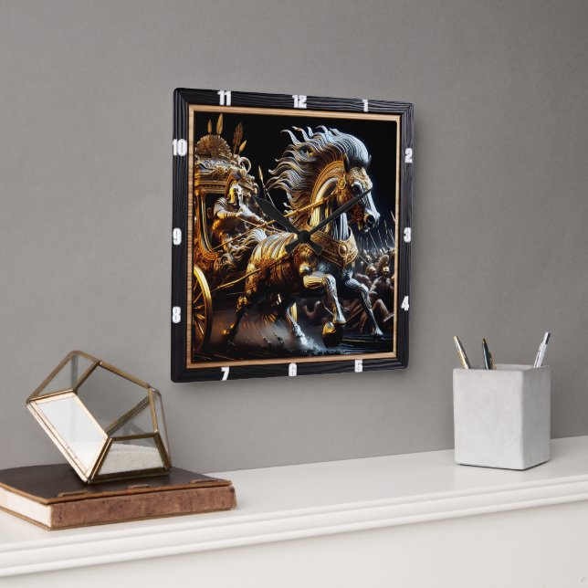 Chariot of Obsidian: Flash of Steel Square Wall Clock (Office)