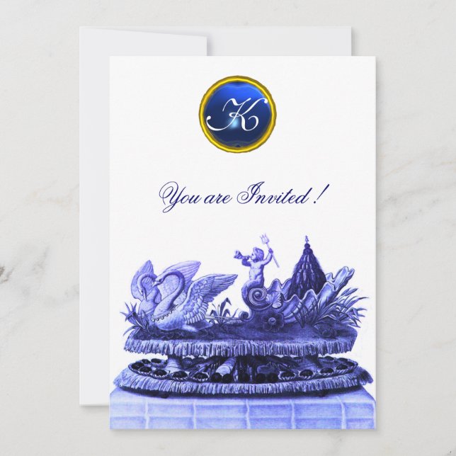 CHARIOT OF SWANS AND CUPCAKES PINK BEACH WEDDING INVITATION (Front)