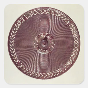 Chariot wheel decoration with openwork border square sticker