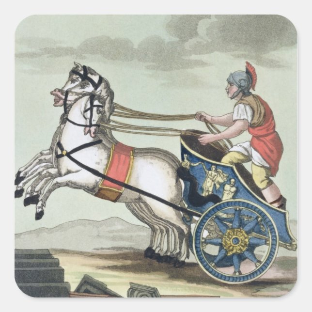 Charioteer, from 'L'Antica Roma', 1825 (colour lit Square Sticker (Front)