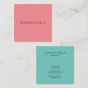 Charisma Red & Light Teal Elegant Simple Template Square Business Card