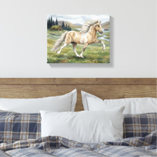 Charismatic Pinto Icelandic Mare watercolor Canvas Print