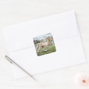 Charismatic Pinto Icelandic Mare watercolor Square Sticker