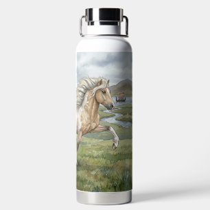 Charismatic Pinto Icelandic Mare watercolor Water Bottle