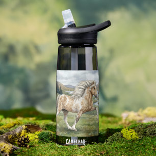 Charismatic Pinto Icelandic Mare watercolor Water Bottle