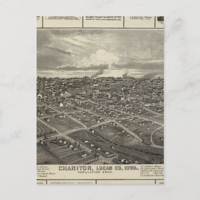 Chariton, Iowa businesses in Davenport Postcard (Front)