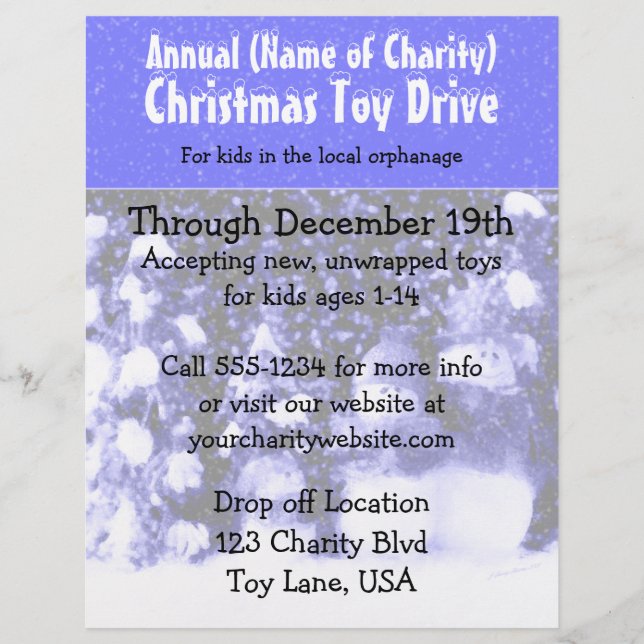 Charity Annual Christmas Toy Drive Snowmen Blue Flyer (Front)