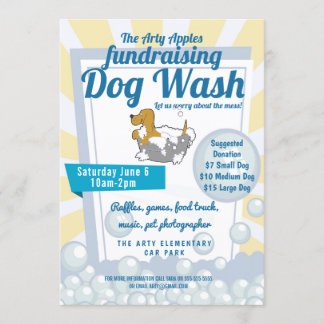 Charity dog wash fundraiser PTA PTO church Invitation