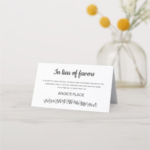 Charity Donation with Table Seating Number Wedding Place Card