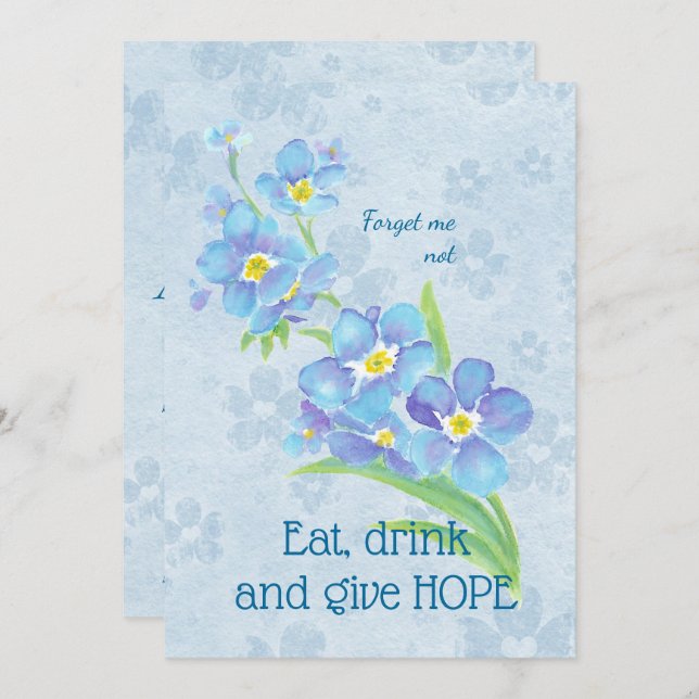 Charity Fundraiser Event Forget-me-not Flower Invitation (Front/Back)