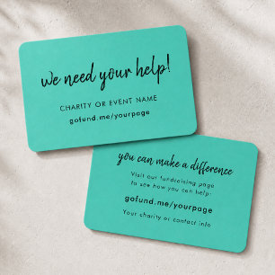 Charity Fundraising Green Donation Event Appeal Business Card