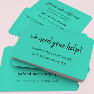 Charity Fundraising   Green Donation Event Appeal  Business Card