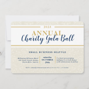 CHARITY GALA BALL elegant event navy ivory gold Invitation