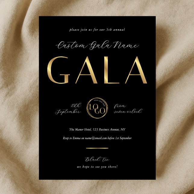 Charity Gala Black & Gold Logo Business Event Invitation (Creator Uploaded)