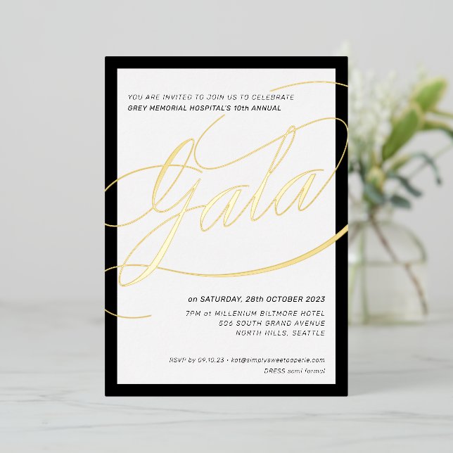 CHARITY GALA elegant formal calligraphy black gold (Standing Front)