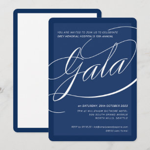 CHARITY GALA elegant formal calligraphy navy blue Invitation